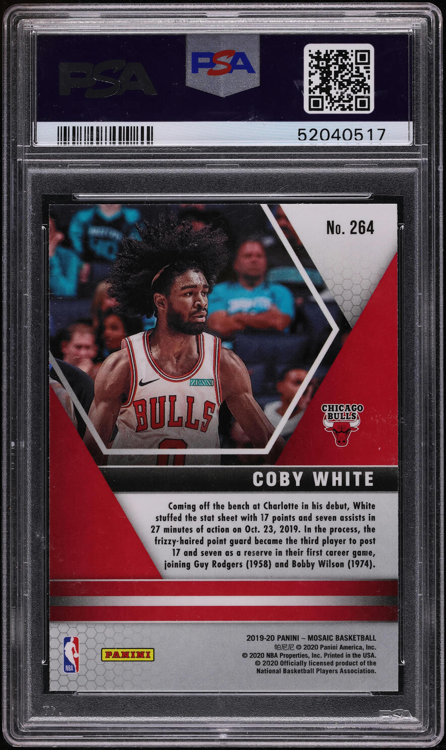 2019 Panini Mosaic Coby White ROOKIE #264 PSA 10 GEM MINT