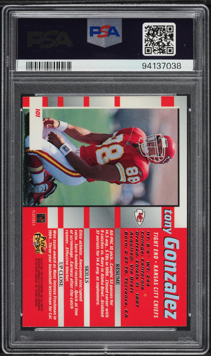 1997 Bowman's Best Tony Gonzalez ROOKIE #101 PSA 6 EXMT