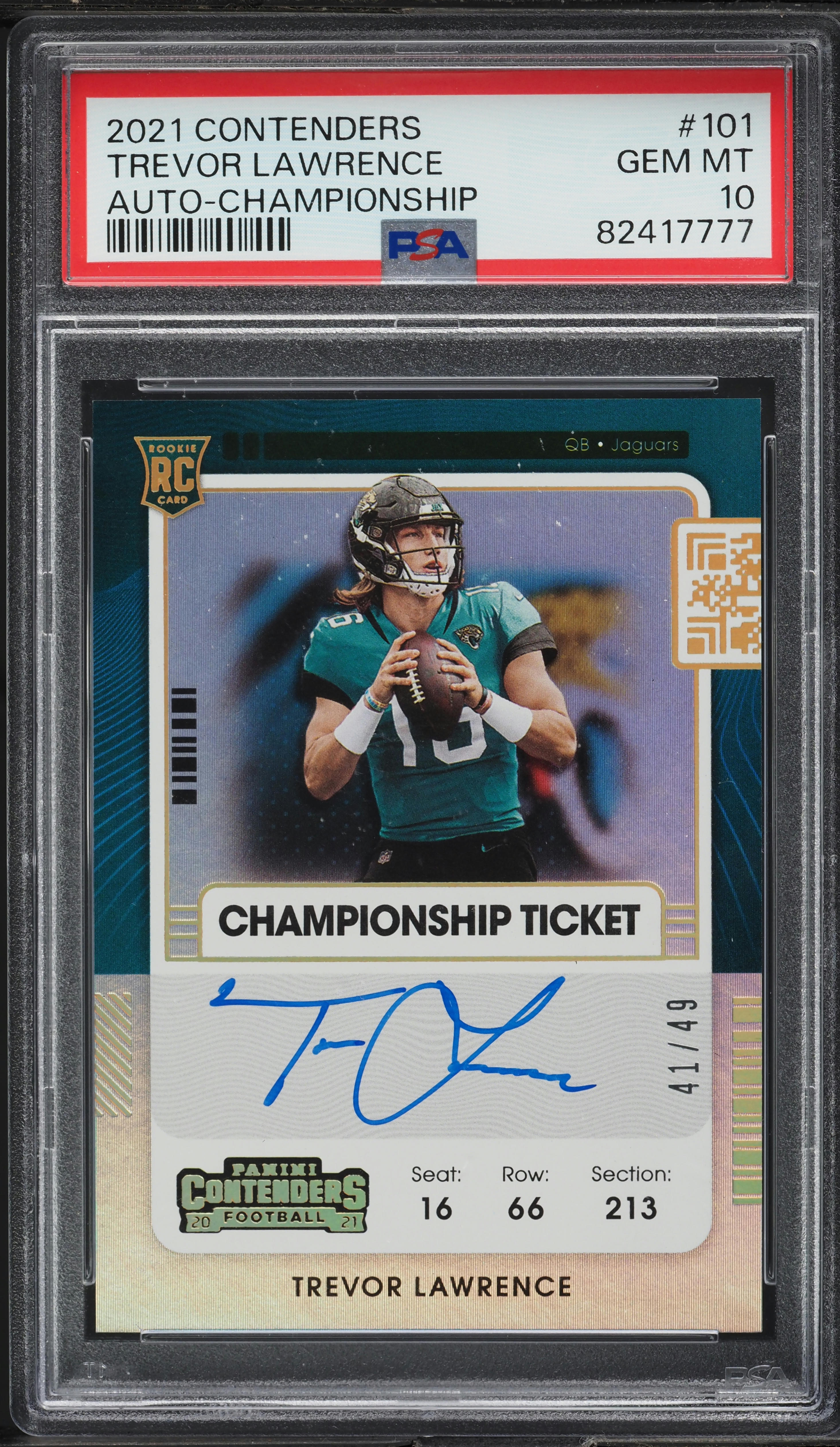 2021 Panini Contenders Championship Trevor Lawrence ROOKIE AUTO