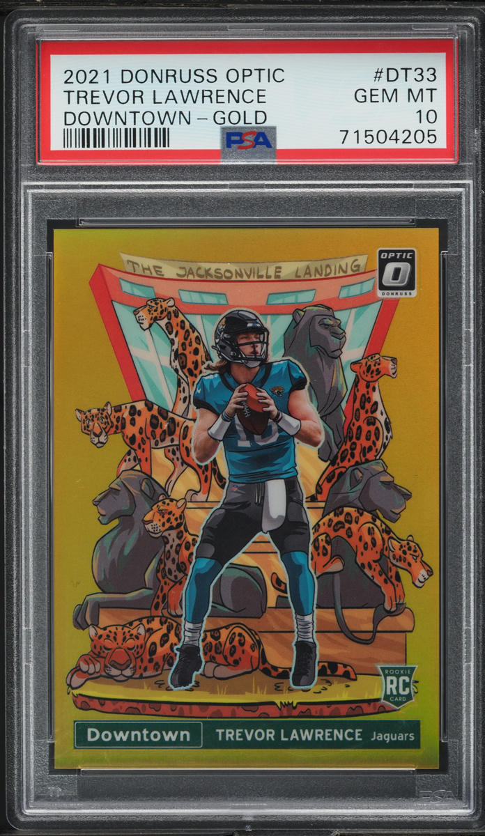2021 Donruss Optic Downtown Gold Trevor Lawrence ROOKIE /10 #DT33 PSA 10 GEM