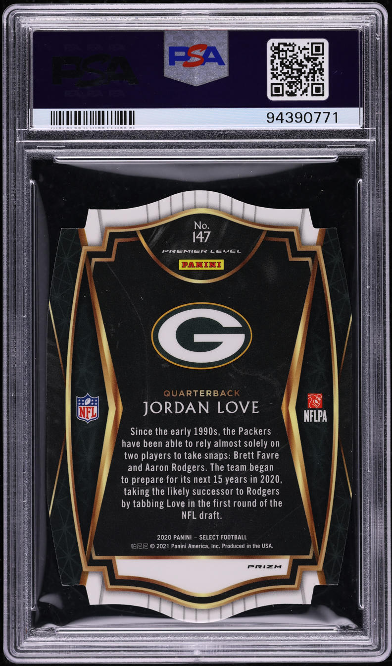 2020 Select Premier Level Neon Green Prizm Die-Cut Jordan Love RC #147 PSA 10