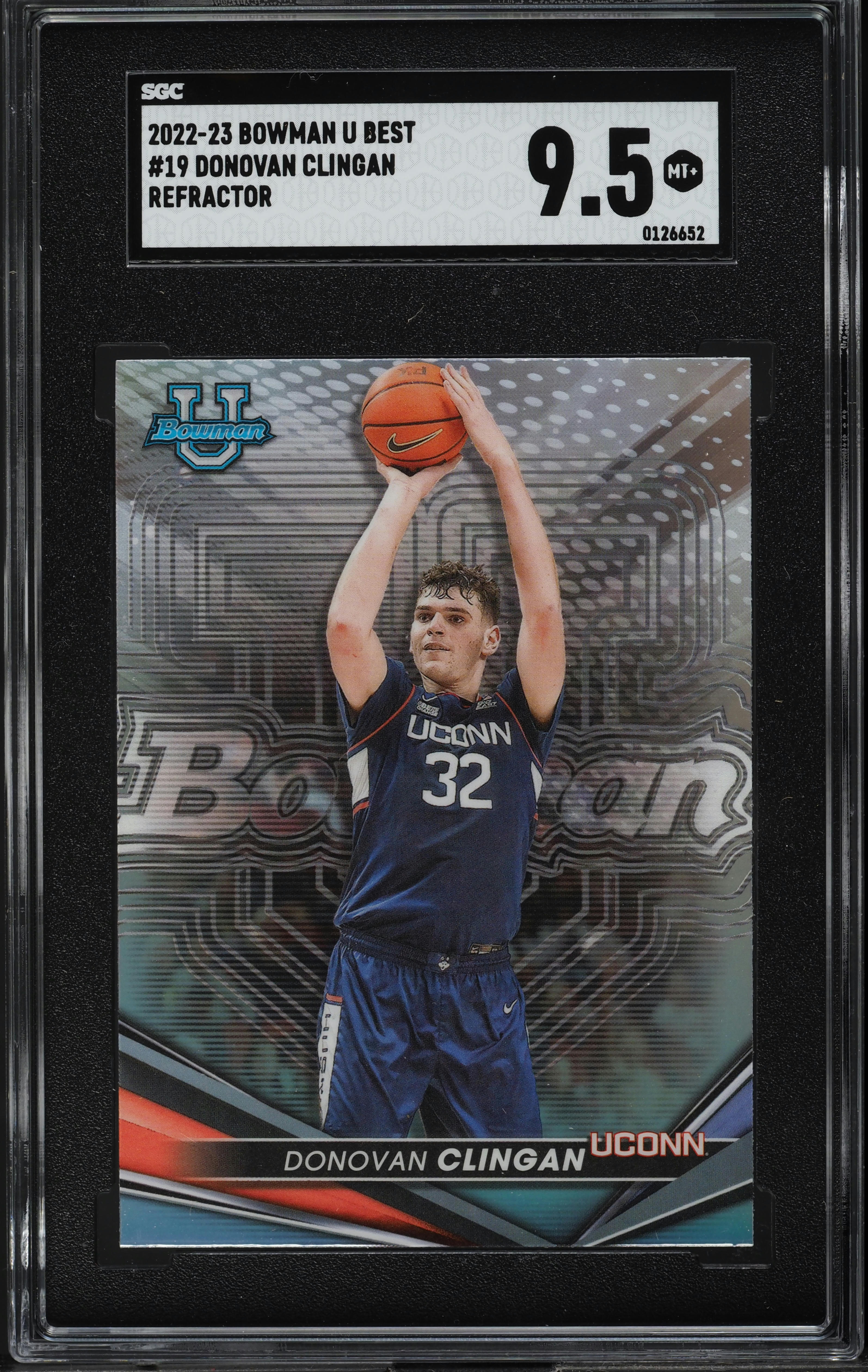 2022 Bowman University Best Refractor Donovan Clingan #19 SGC 9.5