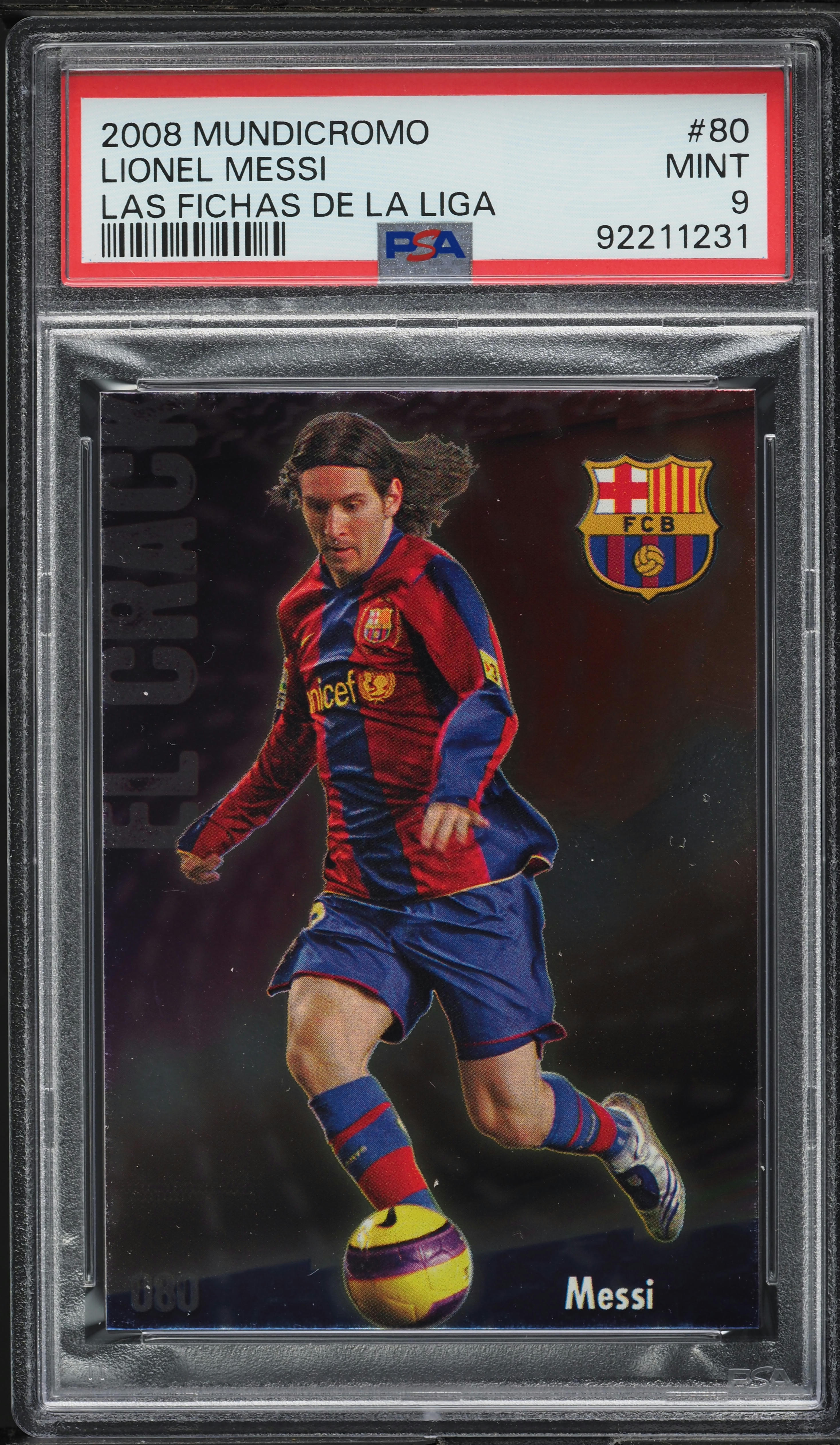 2008 Mundi Cromo Las Fichas De La Liga Lionel Messi #80 PSA 9 MINT