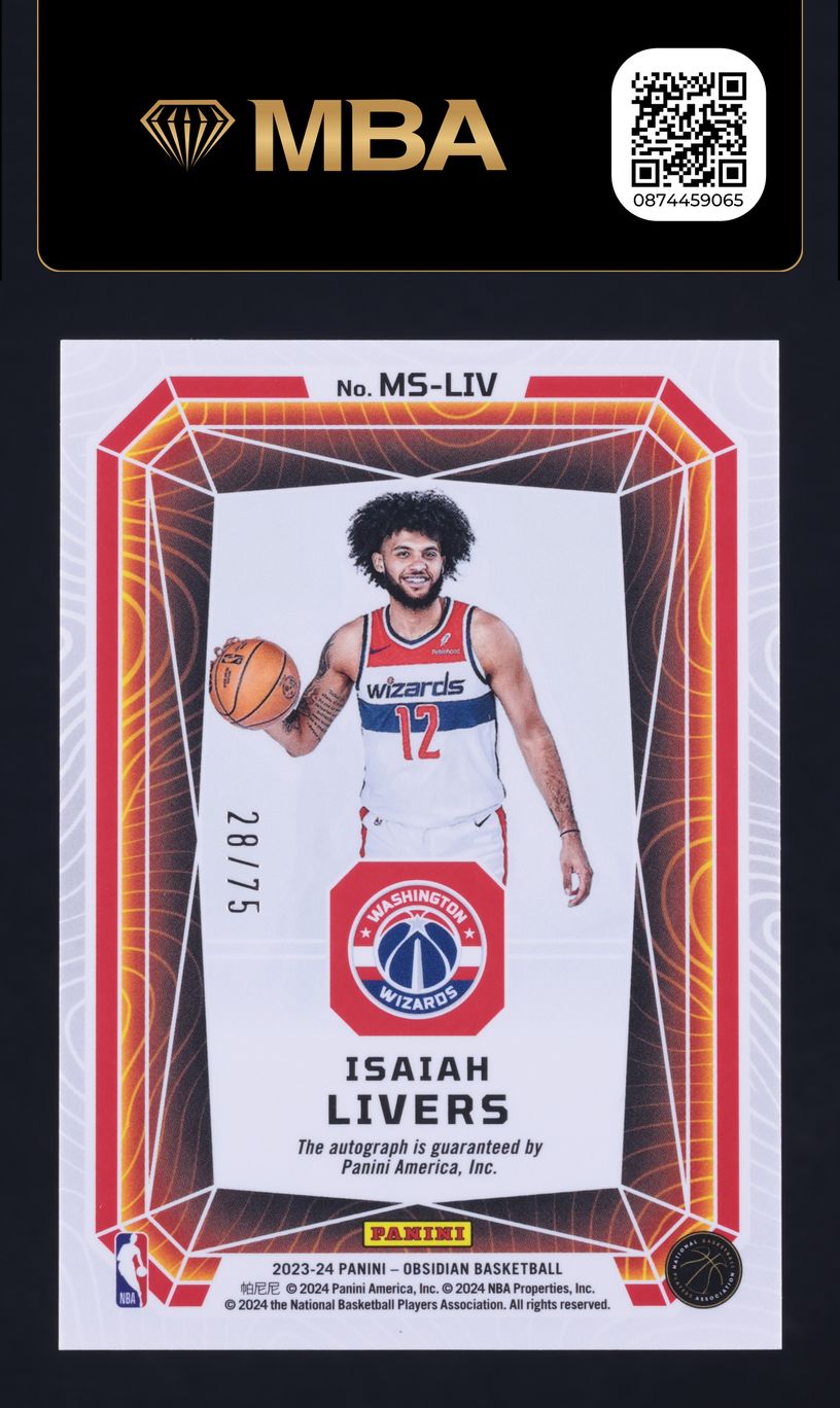 2023 Panini Obsidian Magmatic E/E Orange Isaiah Livers AUTO /75 MBA AUTH