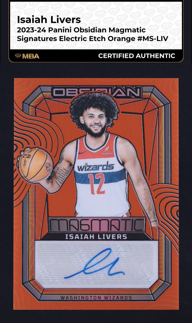 2023 Panini Obsidian Magmatic E/E Orange Isaiah Livers AUTO /75 MBA AUTH