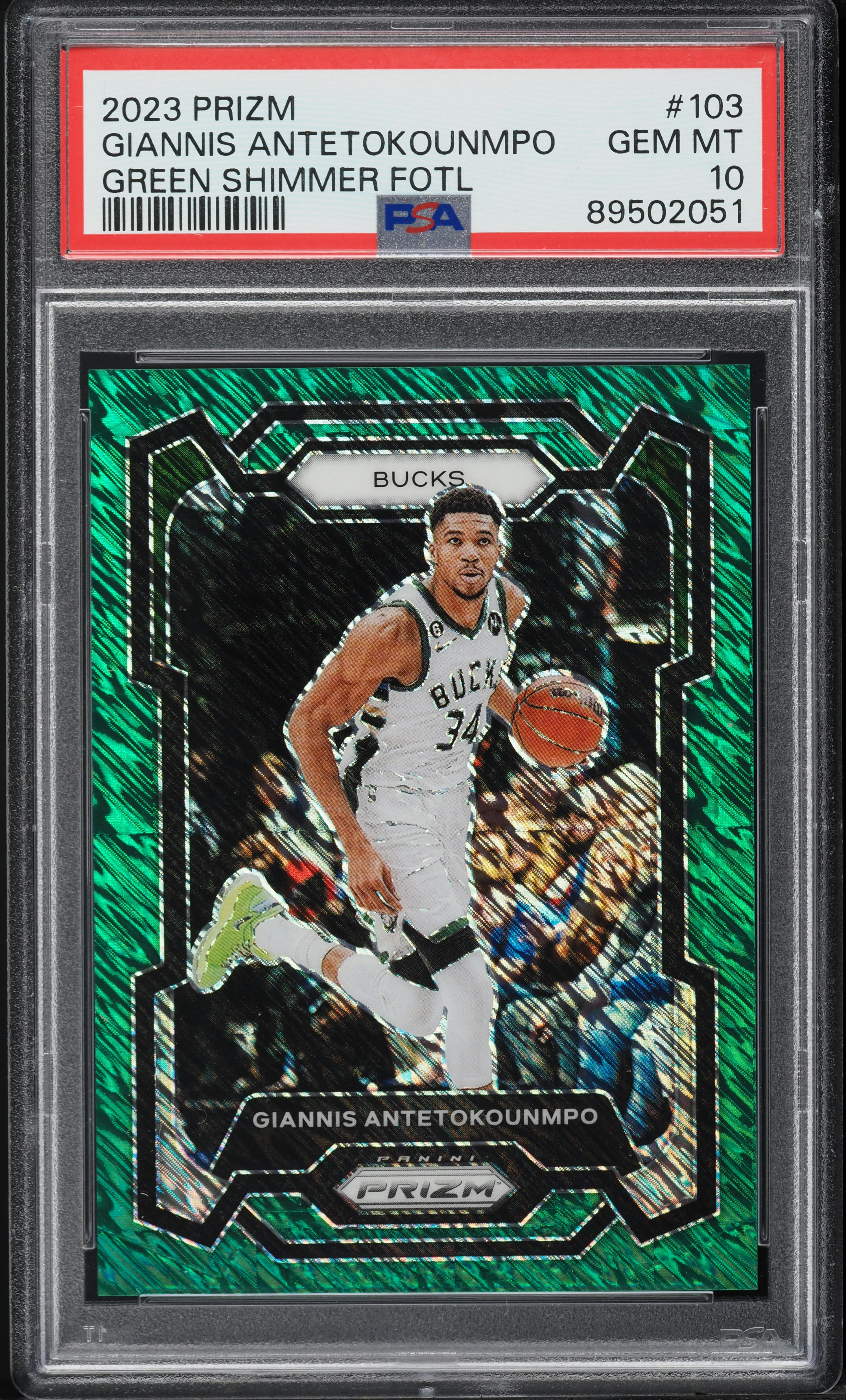 2023 Panini Prizm Green Shimmer FOTL Giannis Antetokounmpo /5 #103