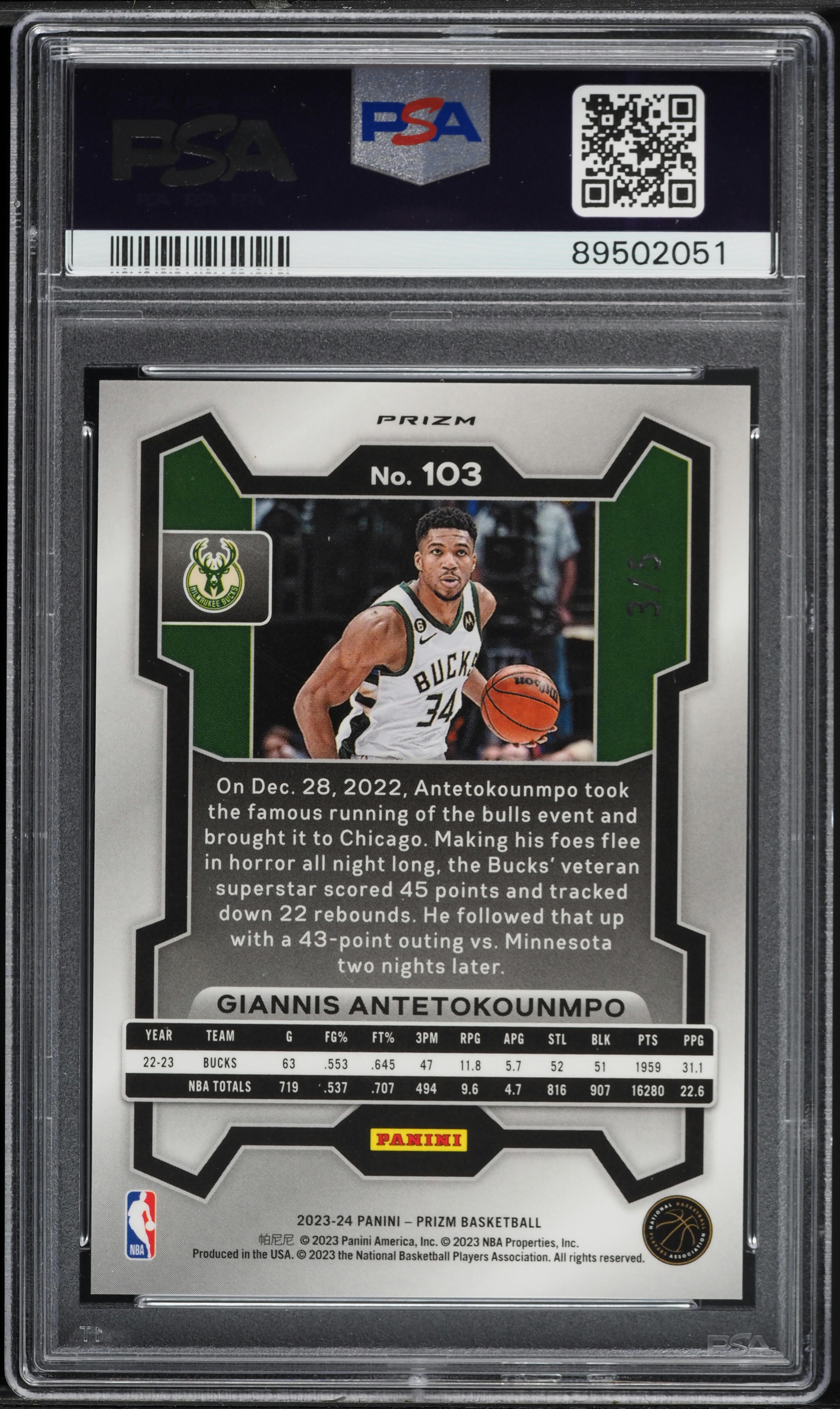 2023 Panini Prizm Green Shimmer FOTL Giannis Antetokounmpo /5 #103