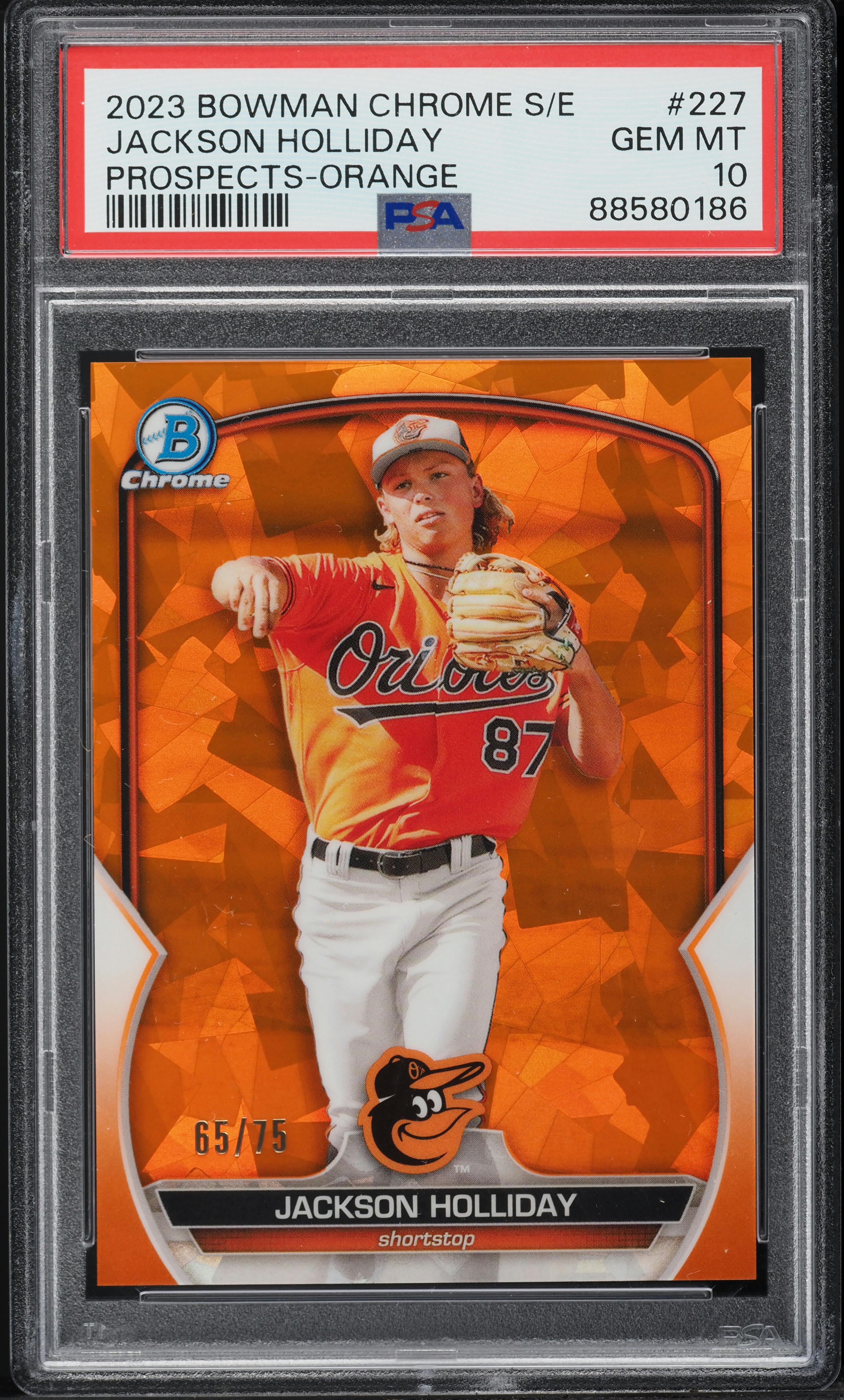 2023 Bowman Chrome Sapphire Orange Jackson Holliday ROOKIE /75