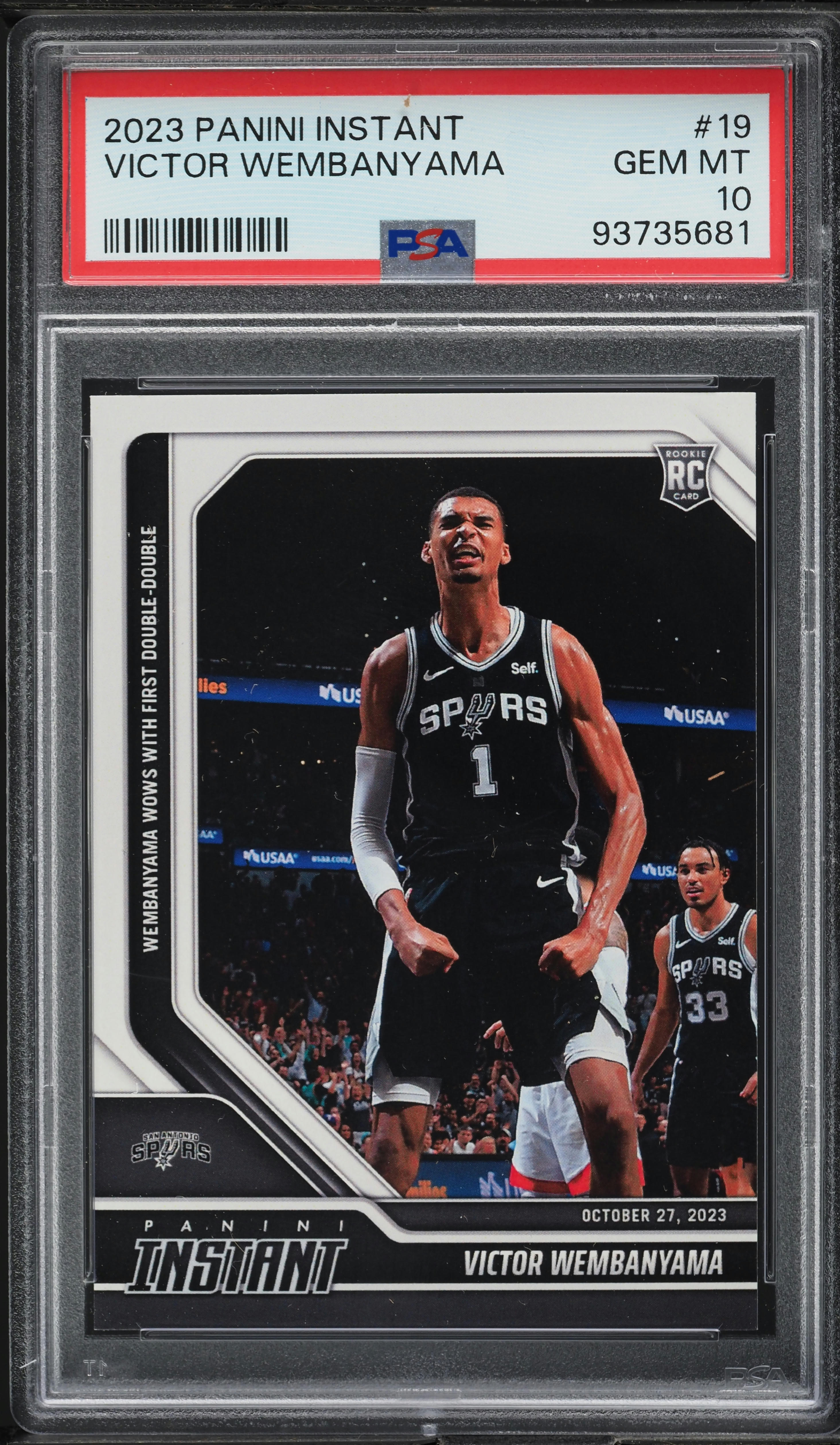 その他 2023 PANINI INSTANT WEMBANYAMA PSA10 2023 Panini Instant Victor Wembanyama ROOKIE #19 PSA 10 GEM MINT