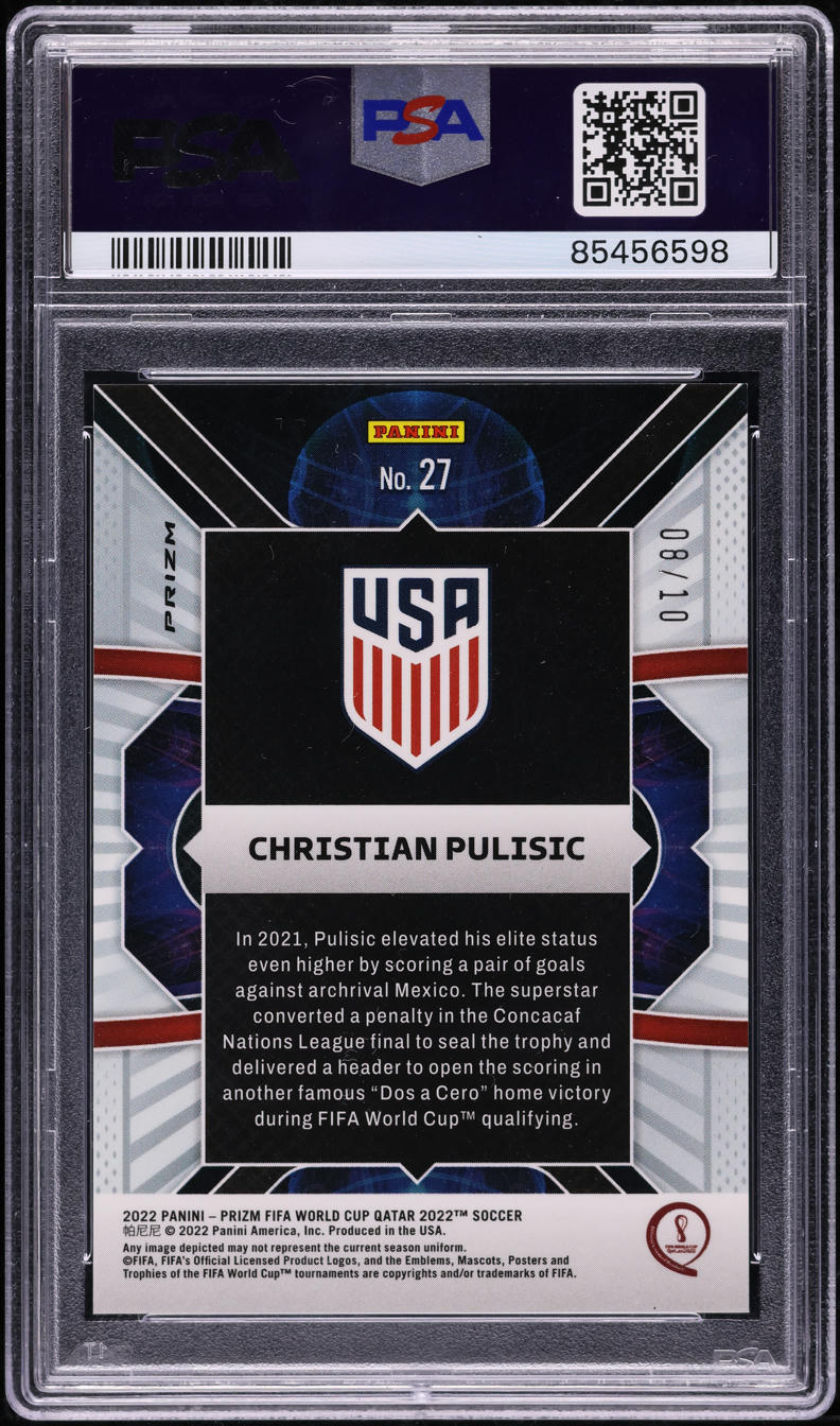 2022 Panini Prizm World Cup Phenomenon Gold Christian Pulisic /10 #27 PSA 10 GEM