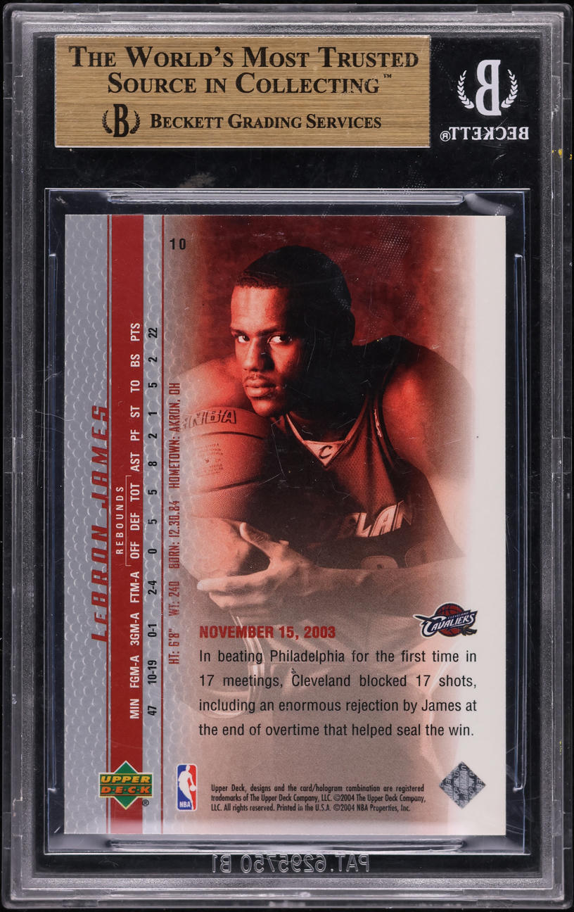 2003 Upper Deck Phenomenal Beginning LeBron James ROOKIE #10 BGS 9.5 GEM MINT