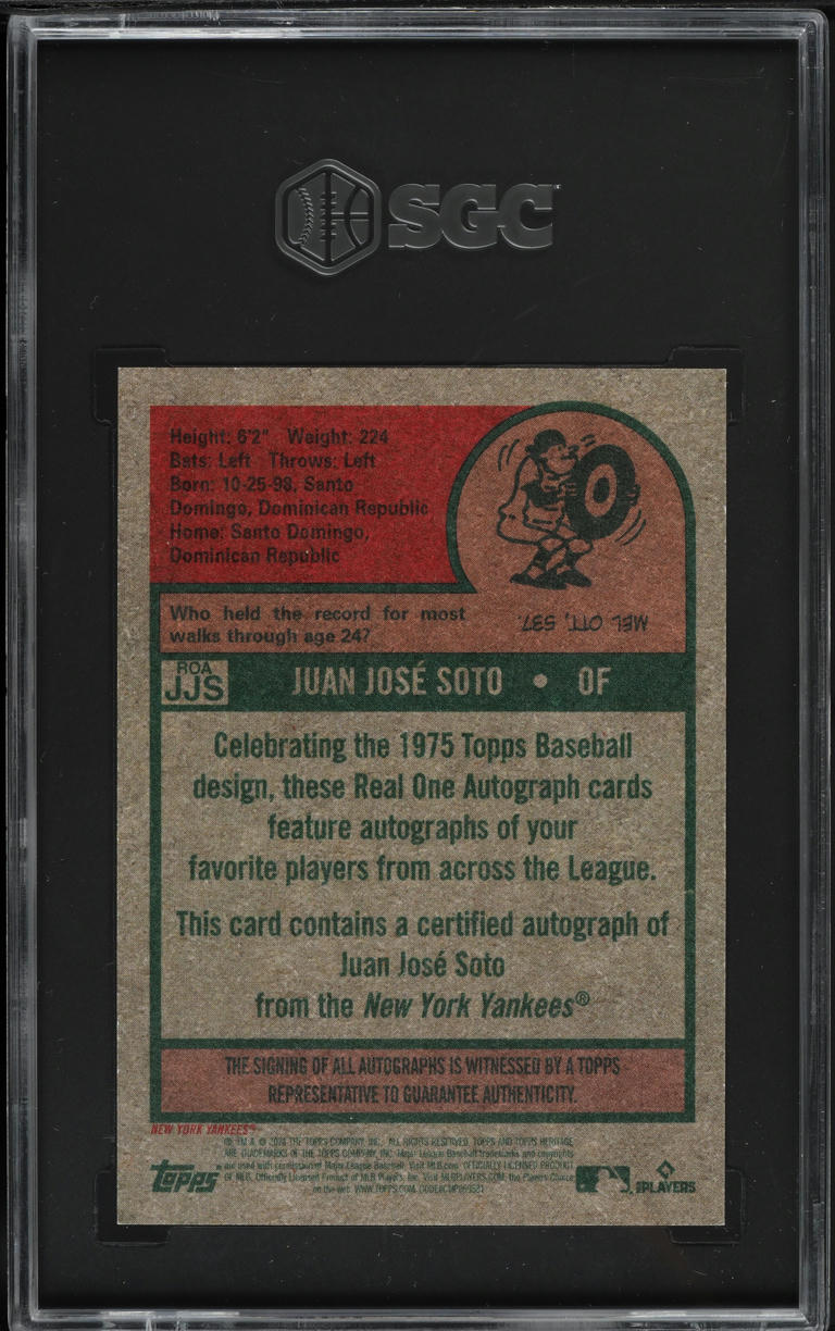 2024 Topps Heritage Real One Red Ink Juan Soto AUTO /75 #ROA-JJS SGC 9.5 MINT+