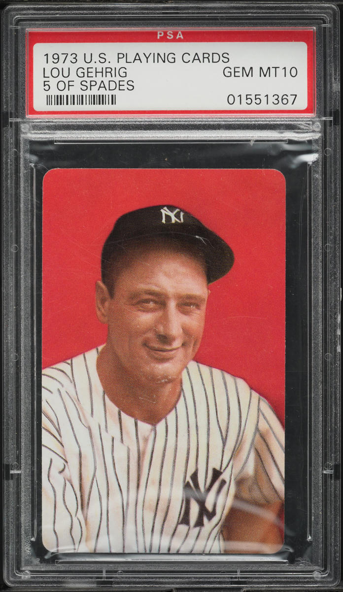 1973 U.S. Playing Card Lou Gehrig 5 OF SPADES PSA 10 GEM MINT