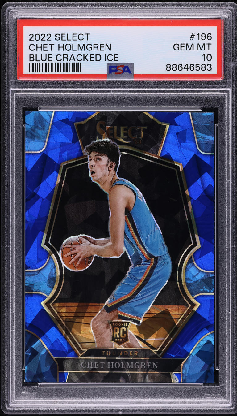 2022 Select Premier Level Blue Cracked Ice Chet Holmgren ROOKIE #196 PSA 10 GEM