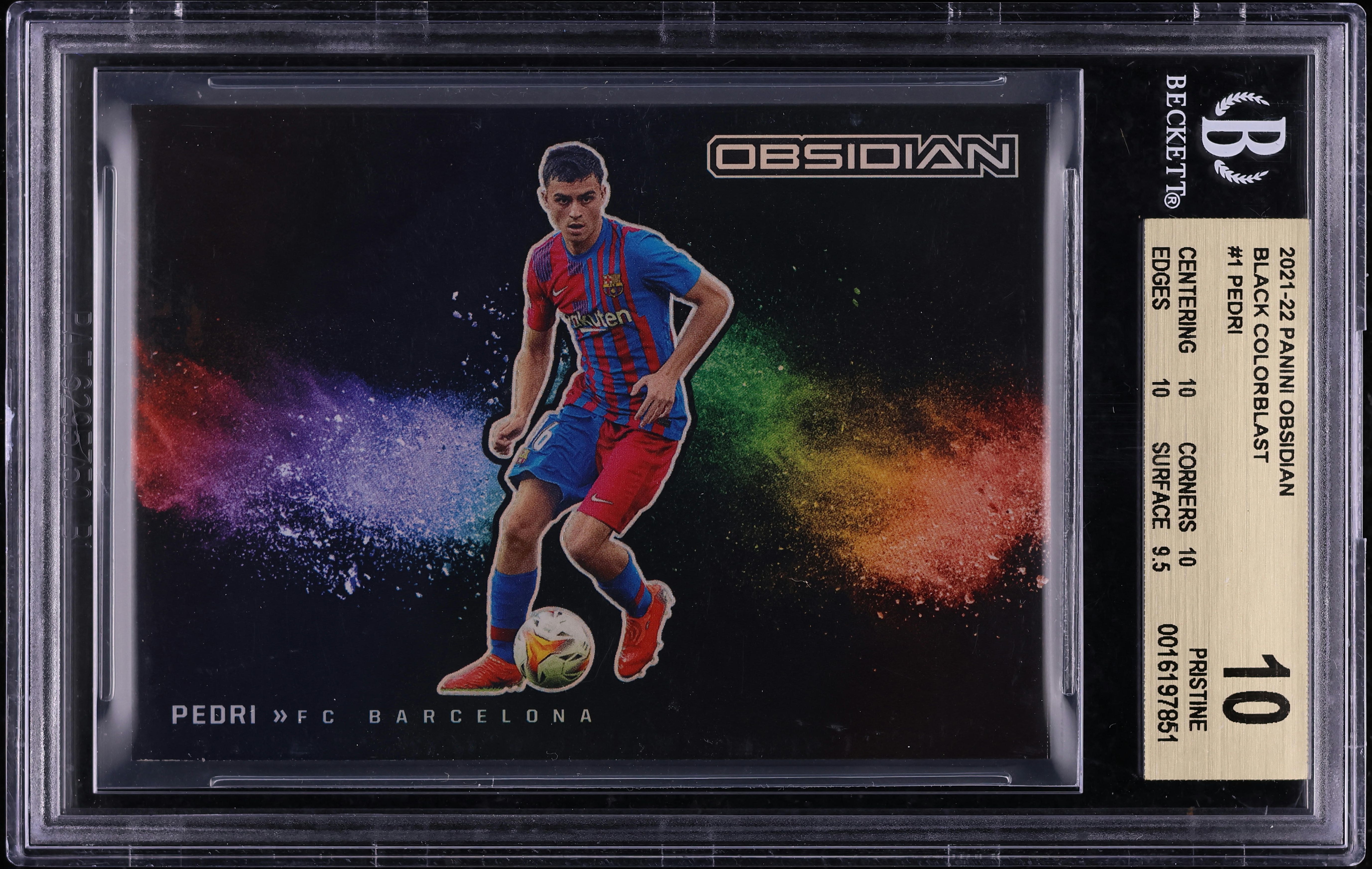 2021 Panini Obsidian Black Colorblast Pedri #1 BGS 10 PRISTINE on