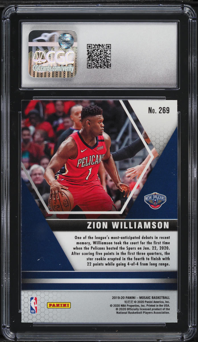 2019 Panini Mosaic Zion Williamson ROOKIE #269 CGC 10 GEM MINT