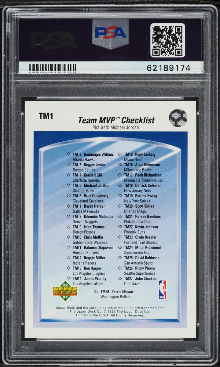 1992 Upper Deck Team MVP's Michael Jordan #TM1 PSA 10 GEM MINT