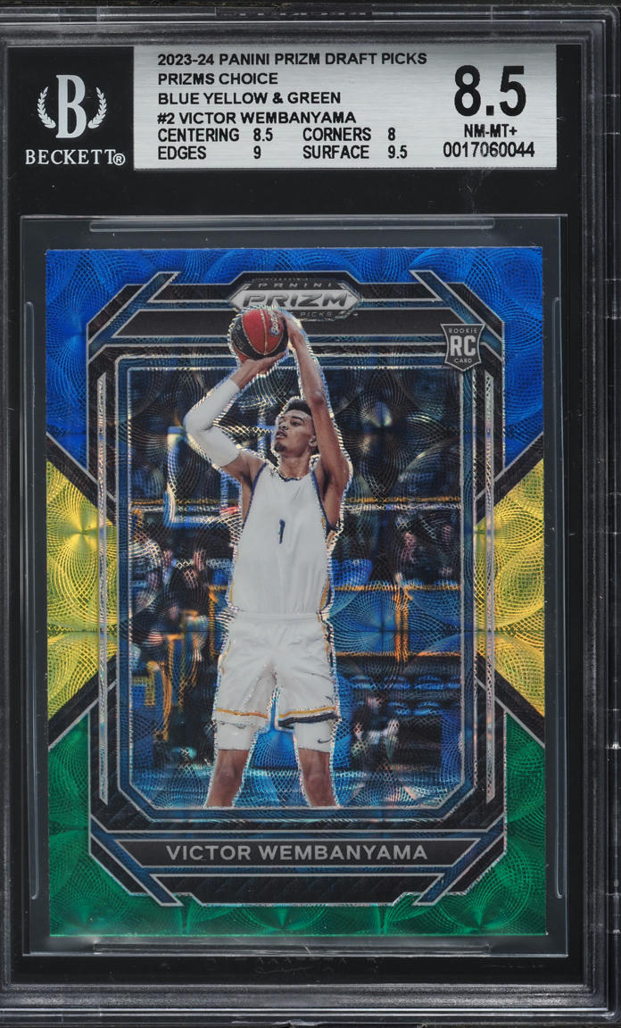 2023 Panini Prizm Draft Choice Blue Yellow Green Victor Wembanyama RC #2 BGS 8.5