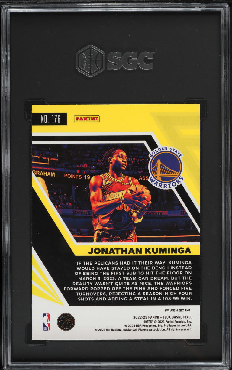 2022 Panini Flux Red Cracked Ice Prizm Jonathan Kuminga #176 SGC 10 GEM MINT