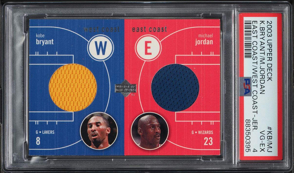 2003 Upper Deck East West Coast Kobe Bryant & Michael Jordan PATCH #KB/MJ PSA 4