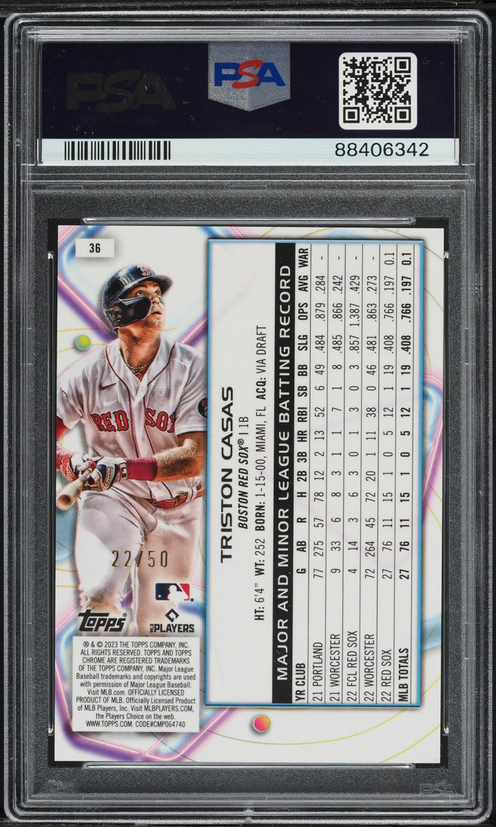 2023 Topps Cosmic Chrome Gold Interstellar Triston Casas ROOKIE /50 #36 PSA 10