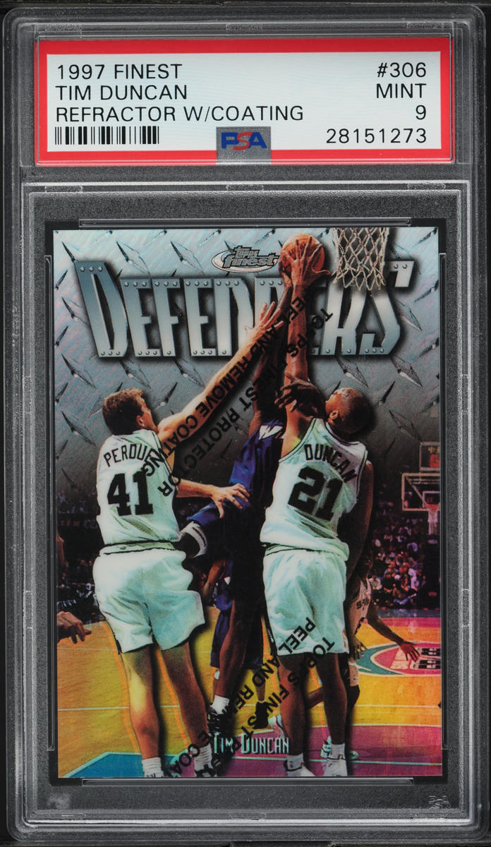 1997 Finest Refractor w/ Coating Tim Duncan ROOKIE /1090 #306 PSA 9 MINT