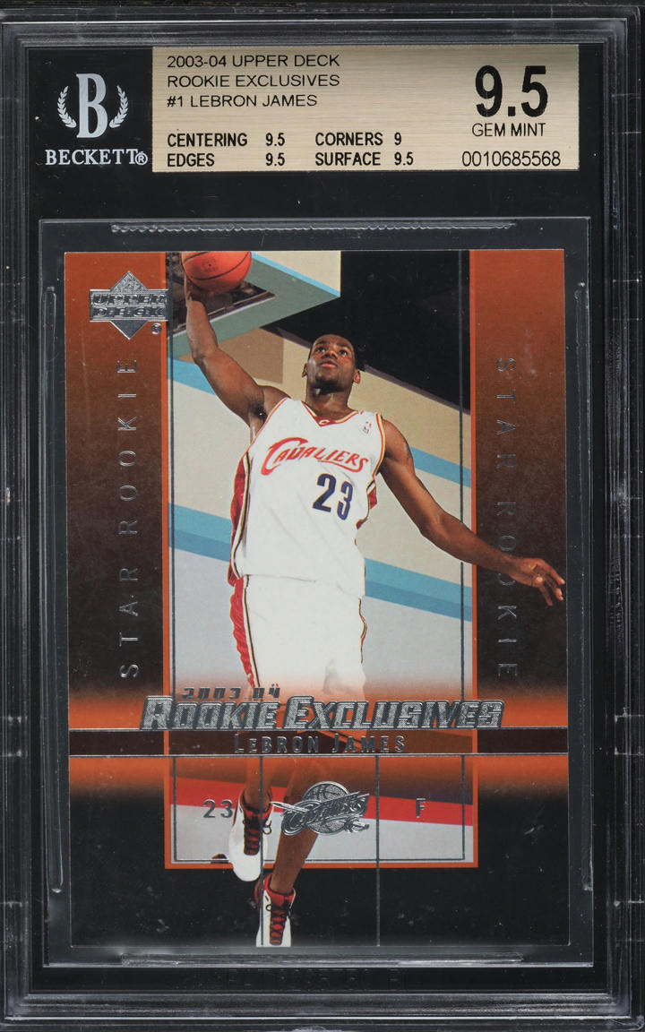 2003 Upper Deck Exclusives LeBron James ROOKIE #1 BGS 9.5 GEM MINT