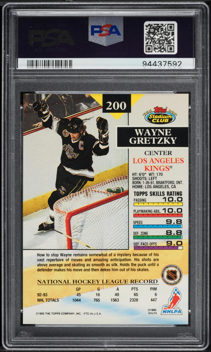 1993 Stadium Club 1st Day Issue Wayne Gretzky #200 PSA 10 GEM MINT