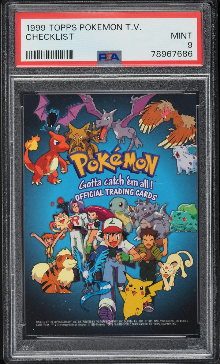 1999 Topps Pokemon T.V. Checklist PSA 9 MINT