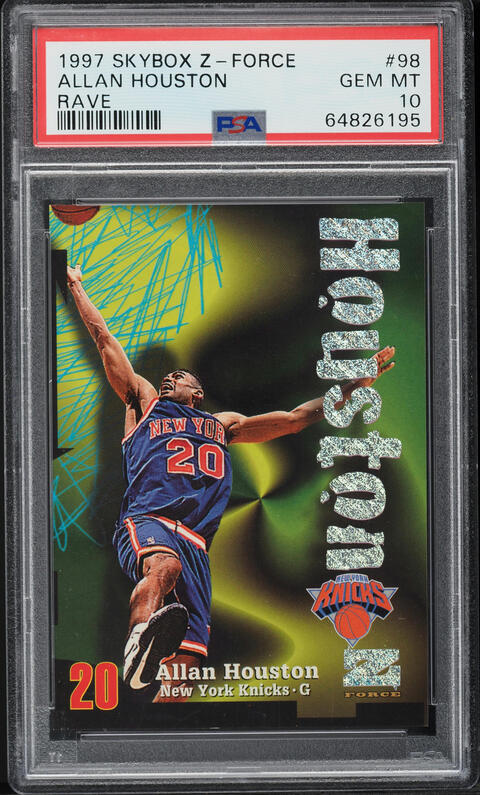 1996 Skybox Premium Rubies Allan Houston #174 PSA 8 NM-MT on 