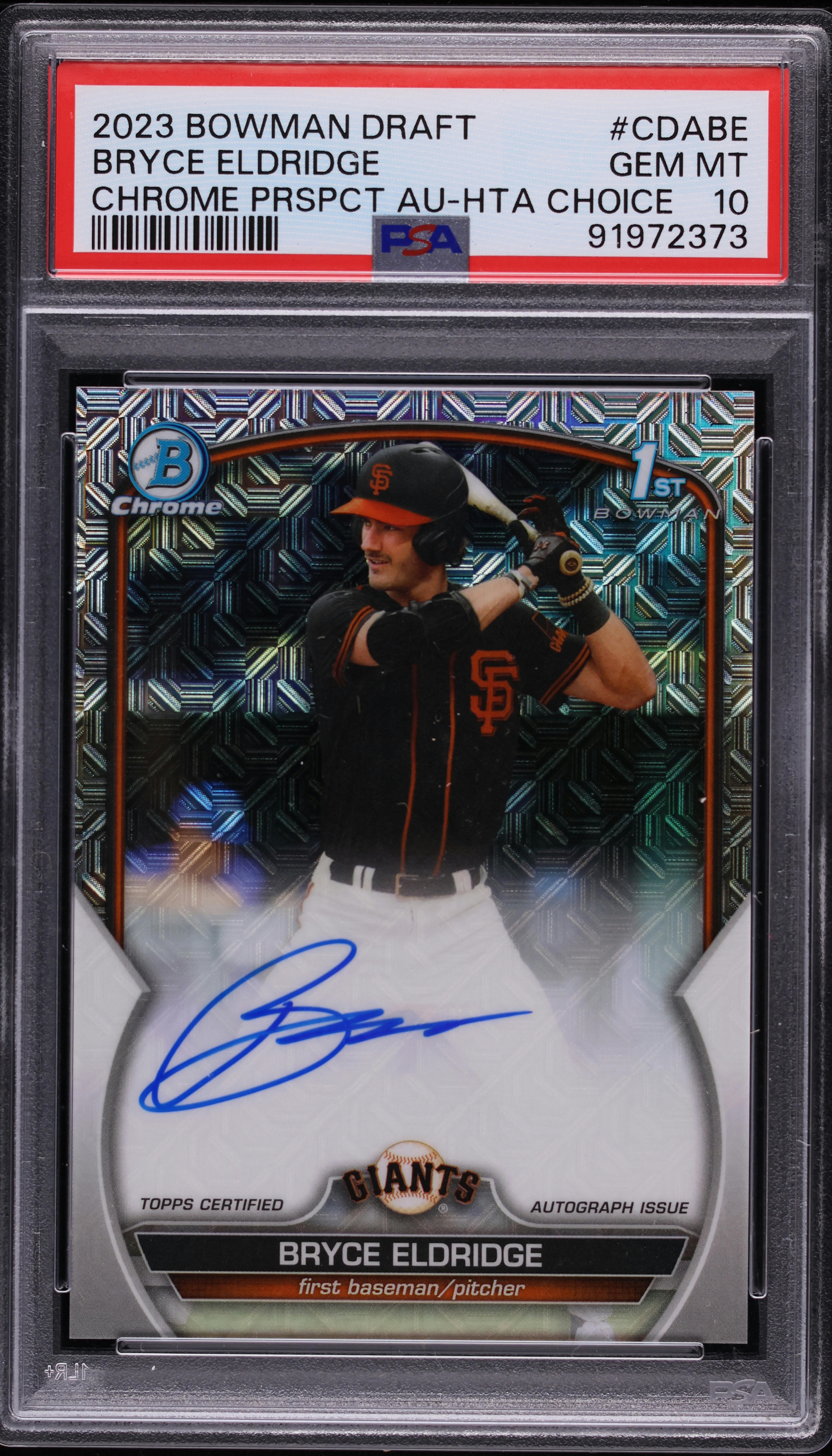 2023 Bowman Chrome Draft HTA Choice Bryce Eldridge ROOKIE AUTO 