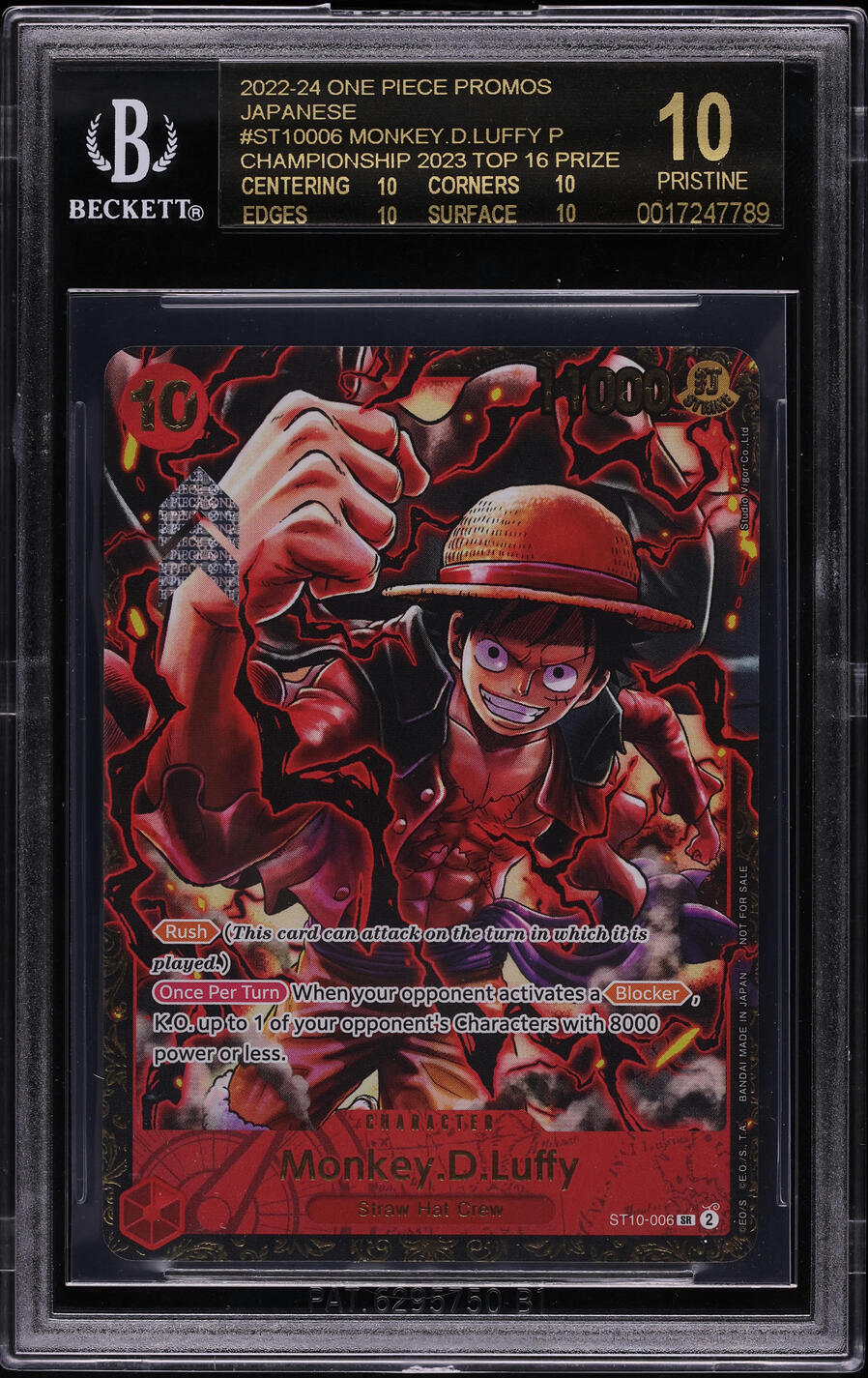 2022 One Piece Promos Japanese Championship Monkey.D.Luffy P BGS