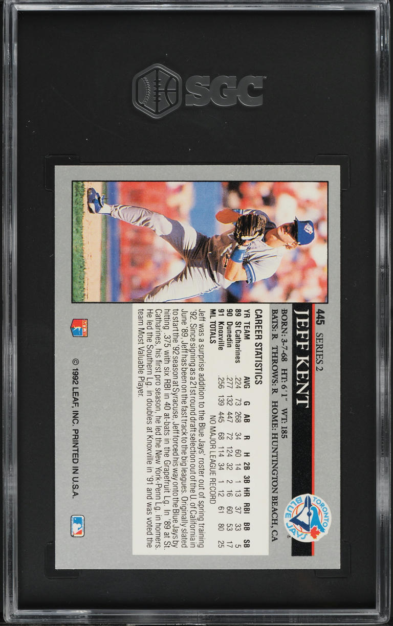 1992 Leaf Jeff Kent ROOKIE #445 SGC 8.5 NM-MT+