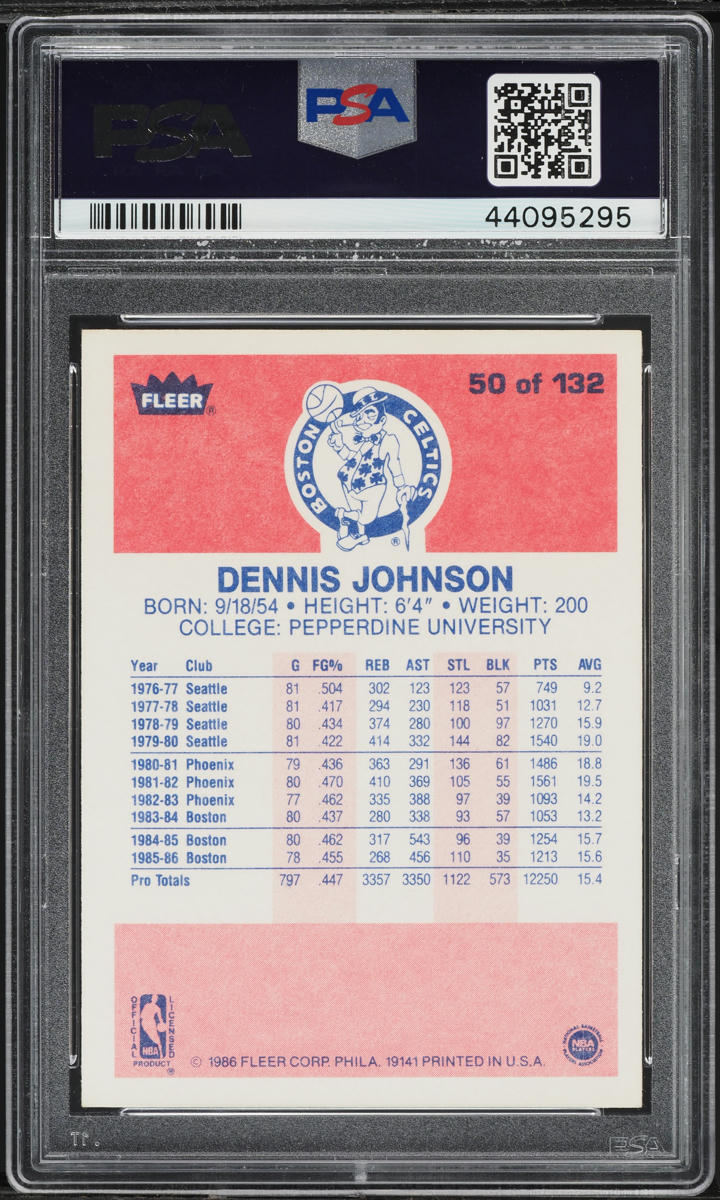 1986 Fleer Basketball Dennis Johnson #50 PSA 4.5 VGEX+