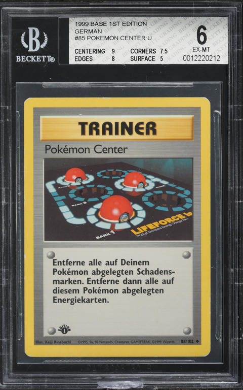 1999 Pokemon German Base Set 1st Edition Pokemon Center #85 CGC 9