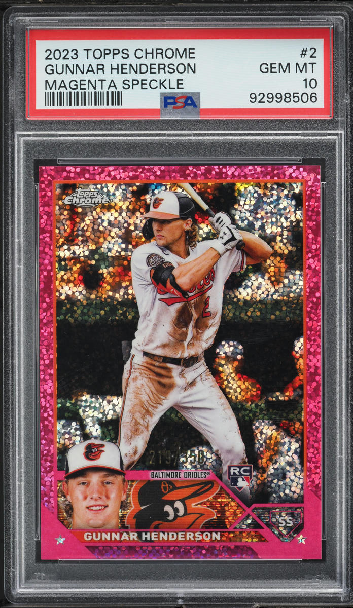 2023 Topps Chrome Magenta Speckle Gunnar Henderson ROOKIE /350 #2 PSA 10 GEM