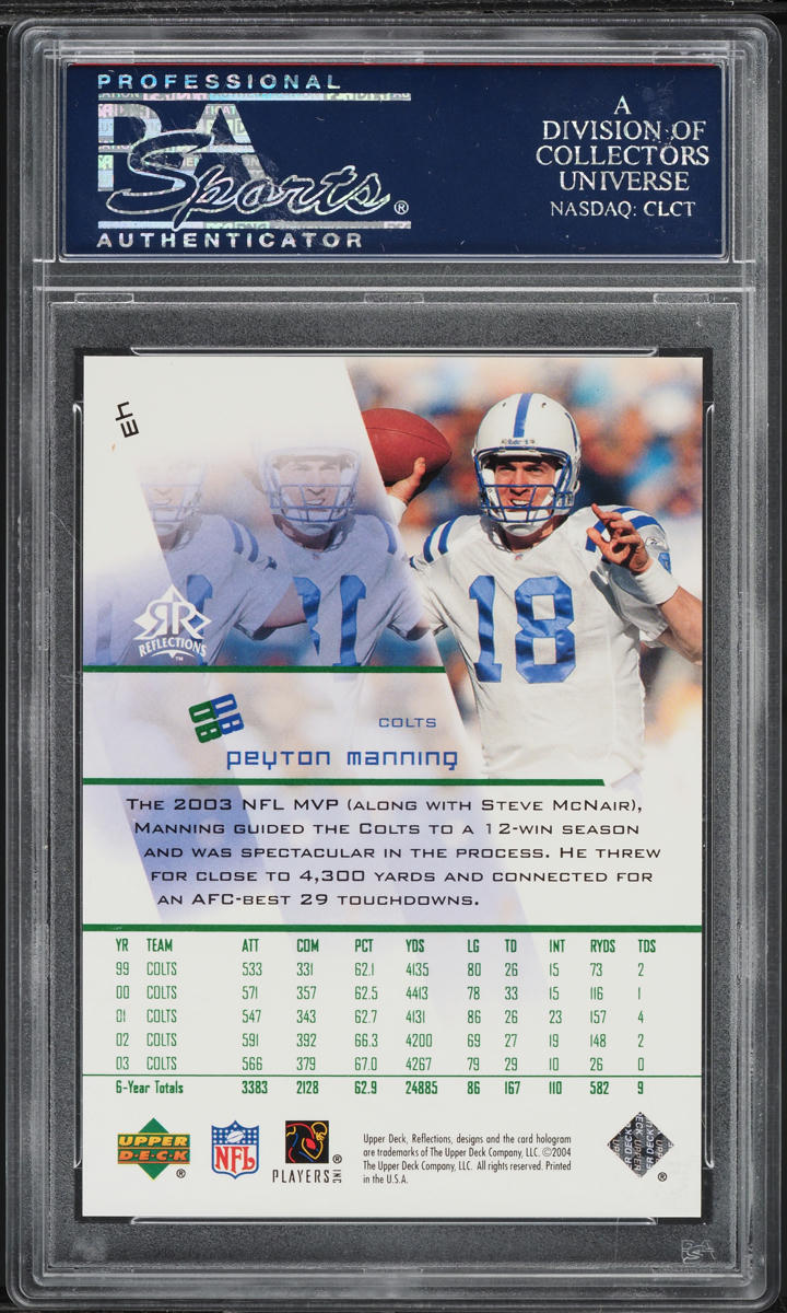 2004 Upper Deck Reflections Green Peyton Manning /50 #43 PSA 10 GEM MINT
