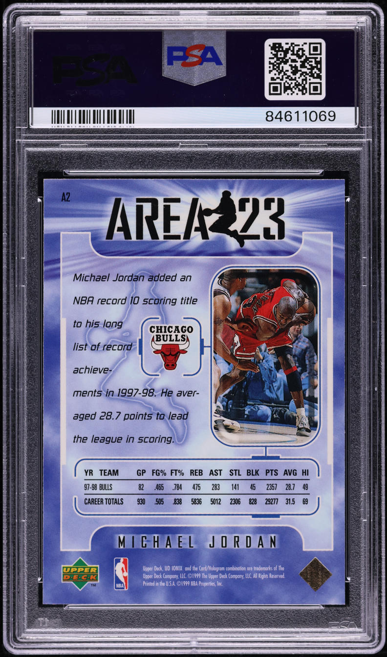1998 Upper Deck Ionix Area 23 Michael Jordan #A2 PSA 10 GEM MINT