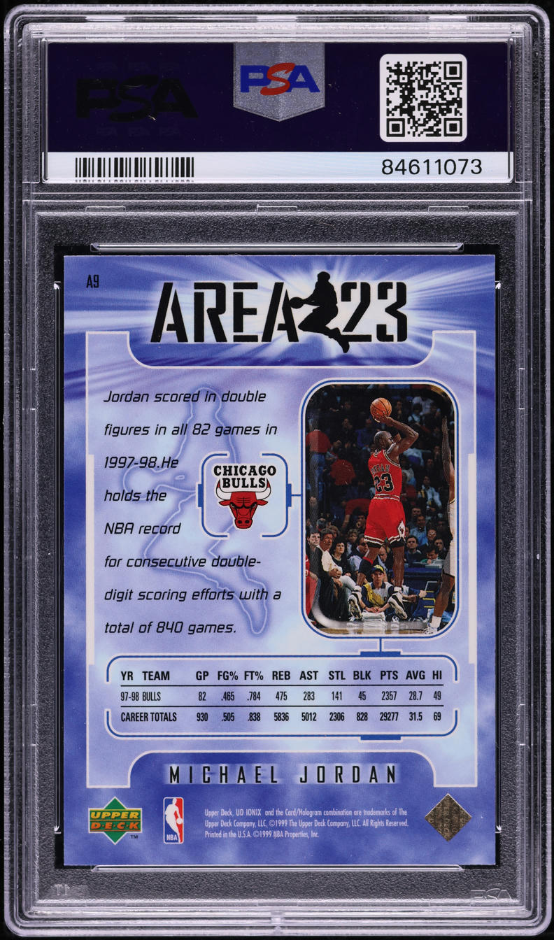 1998 Upper Deck Ionix Area 23 Michael Jordan #A9 PSA 10 GEM MINT