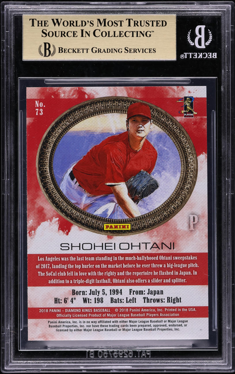 2018 Panini Diamond Kings Shohei Ohtani ROOKIE #73 BGS 10 PRISTINE