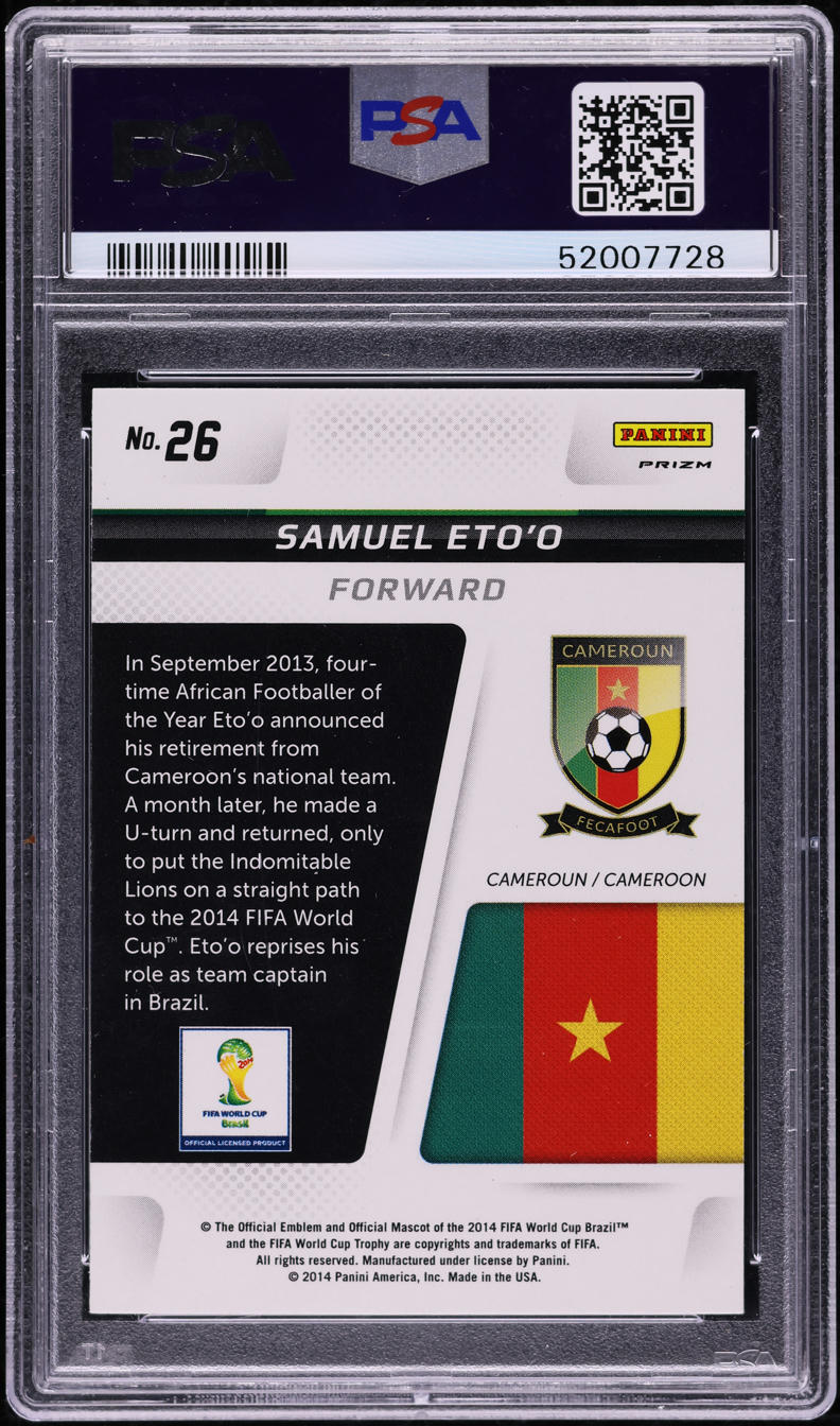 2014 Panini Prizm World Cup Captains Silver Samuel Eto'o #26 PSA 9 MINT