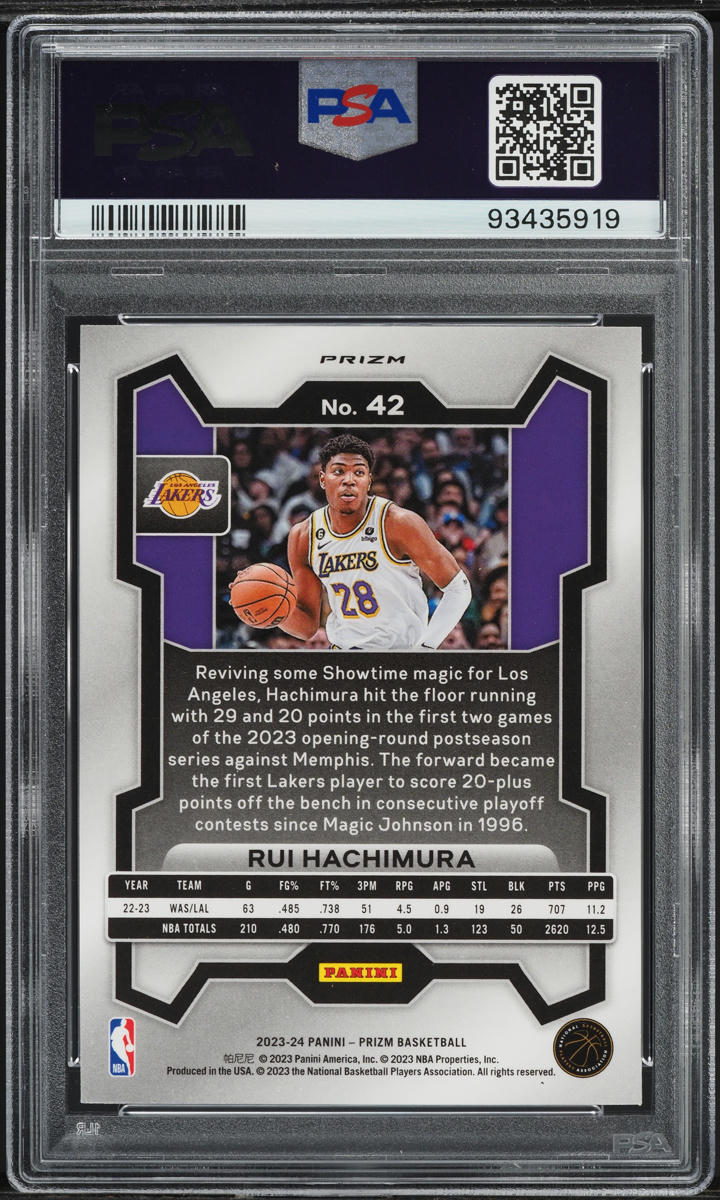 2023 Panini Prizm Ruby Wave Rui Hachimura #42 PSA 9 MINT