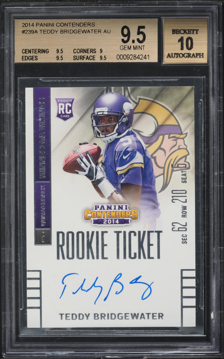 2014 Panini Contenders Teddy Bridgewater ROOKIE AUTO #239 BGS 9.5 GEM MINT