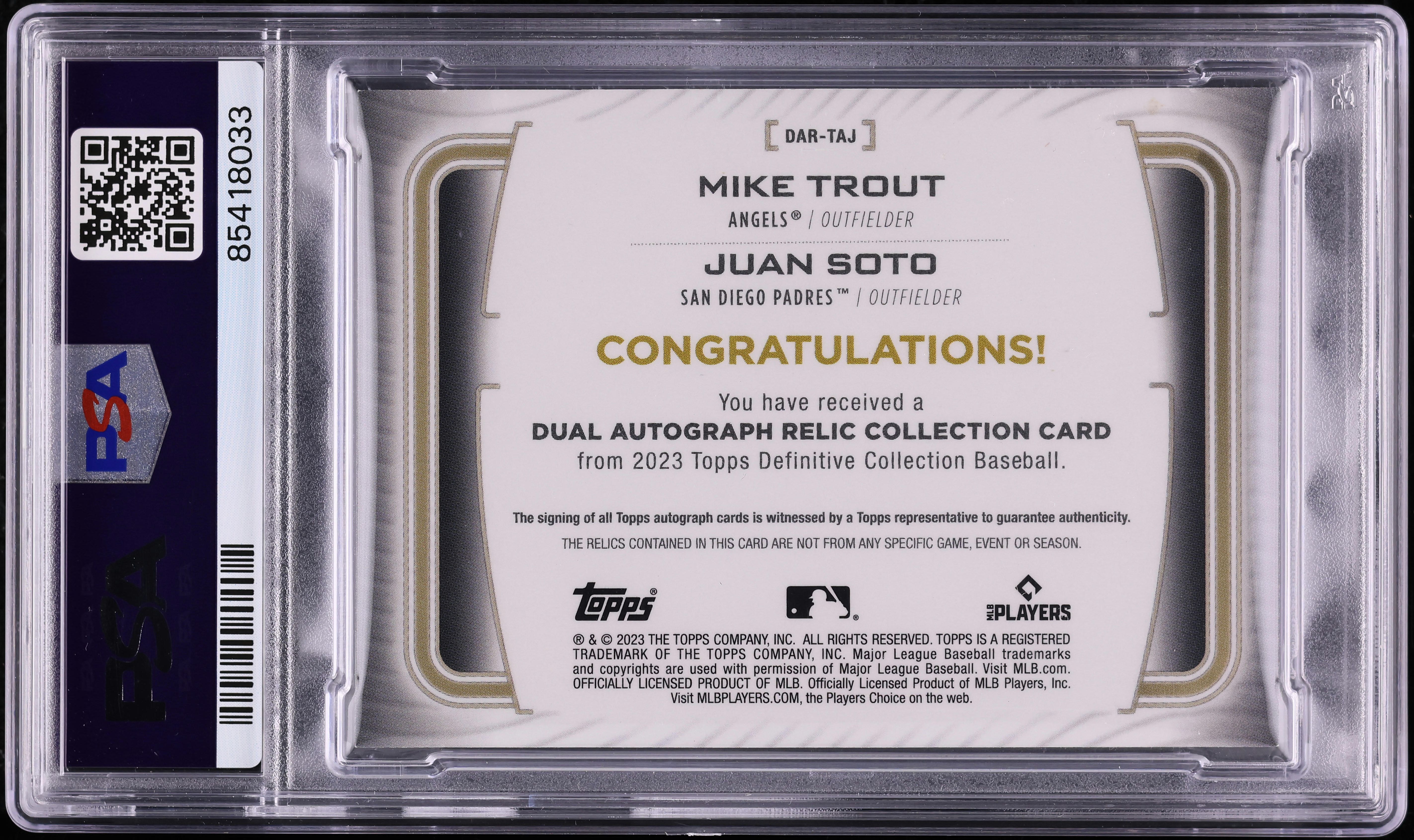 2023 Topps Definitive Collection Red Mike Trout Juan Soto PATCH 