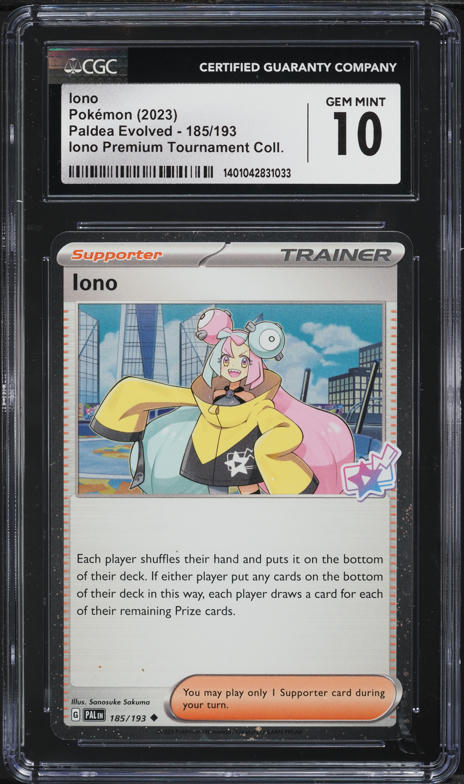 2023 Pokemon SV Paldea Evolved Premium Tournament Collection Iono #185 CGC 10