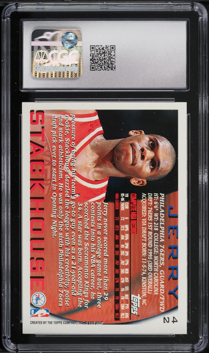 1996 Topps Chrome Jerry Stackhouse #42 CGC 7 NRMT on Fanatics Collect