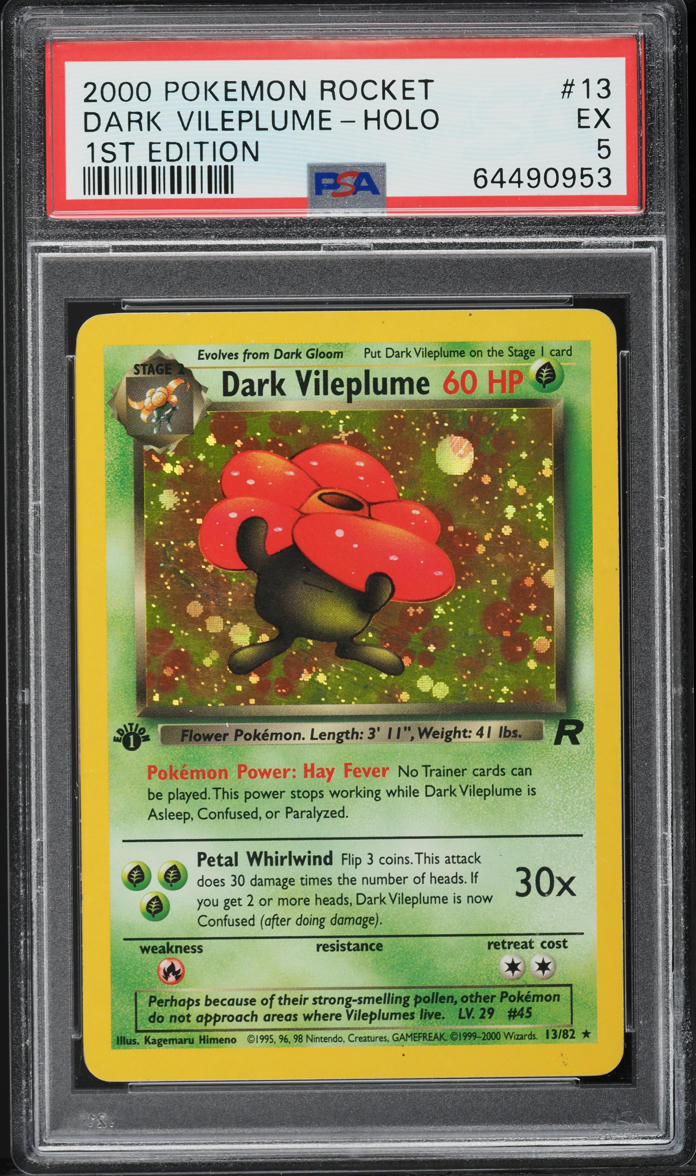 2000 Pokemon Team Rocket 1st Edition Holo Dark Vileplume #13 PSA 5 EX