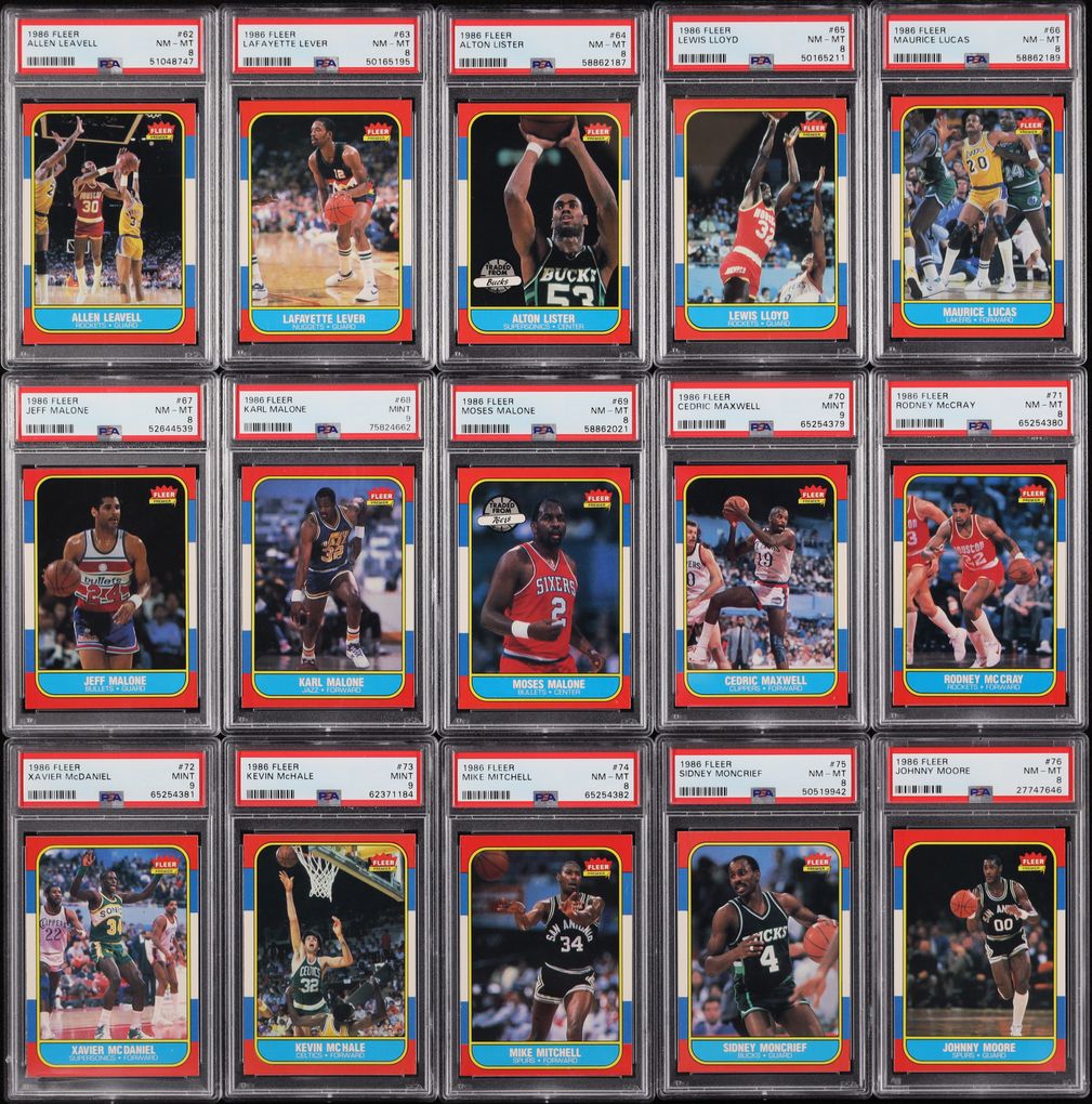 1986 Fleer Basketball Complete Set w/ Stickers, Michael Jordan RC #57 PSA 9 MINT