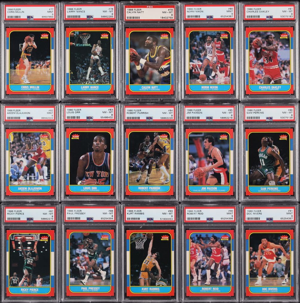 1986 Fleer Basketball Complete Set w/ Stickers, Michael Jordan RC #57 PSA 9 MINT