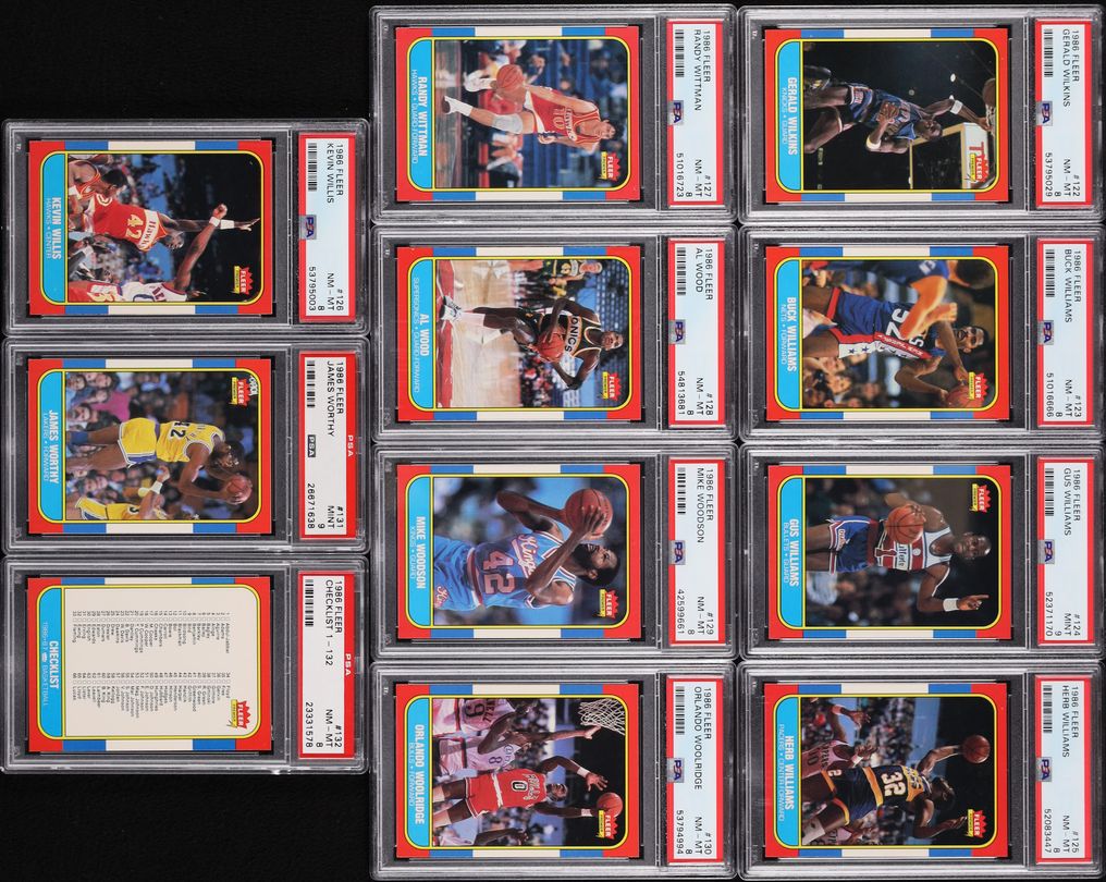1986 Fleer Basketball Complete Set w/ Stickers, Michael Jordan RC #57 PSA 9 MINT